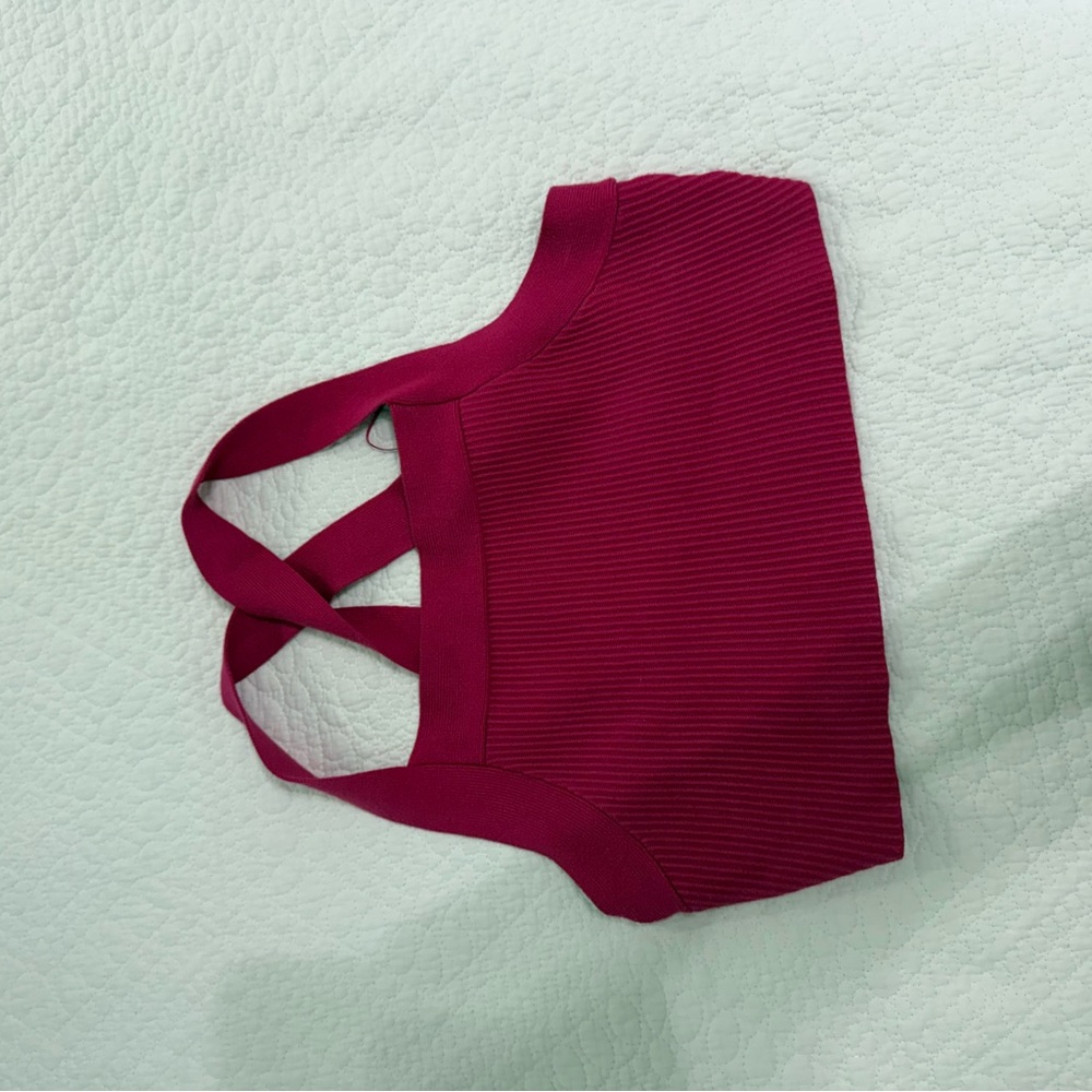 Stylish Burgundy Ribbed Crop Top